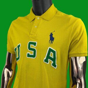 VTG Polo Ralph Lauren “USA” Custom Fit Polo Shirt – Yellow/Green/Blue